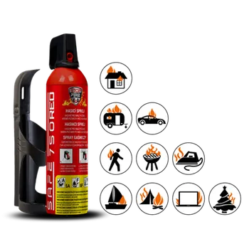 Bezpečnostní detektor Safe SET Hasicí sprej 750 RED + držák 75C