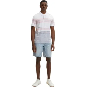 Pánské tričko TOM TAILOR® PÁNSKÁ POLOKOŠILE PRUHY -BÍLÁ M