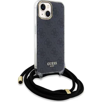 Zadní kryt Guess IML 4G Printed Crossbody popruh pro Apple iPhone 15, černá