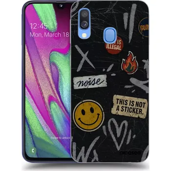 Pouzdro na mobilní telefon Picasee silikonový průhledný obal pro Samsung Galaxy A40 A405F - STICKERS x TAGS