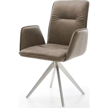 Jídelní židle DELIFE Jídelní židle Vinja-Flex mikrovlákno taupe vintage křížová podnož hranatá nerezová ocel