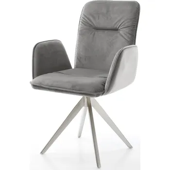 Jídelní židle DELIFE Jídelní židle Vinja-Flex samet šedá křížová podnož hranatá nerezová ocel