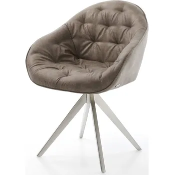 Jídelní židle DELIFE Jídelní židle Gaio-Flex mikrovlákno taupe vintage křížová podnož hranatá nerezová ocel