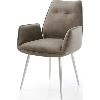 Jídelní židle DELIFE Jídelní židle Zoa-Flex mikrovlákno taupe vintage 4-nohá zúžená nerezová ocel taštičkové pružiny
