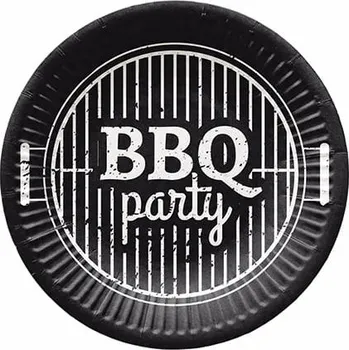 Talíř PAPÍROVÉ TALÍŘE BBQ PARTY 18 CM 8 KS ČERNÝ GRILOVACÍ TALÍŘEK