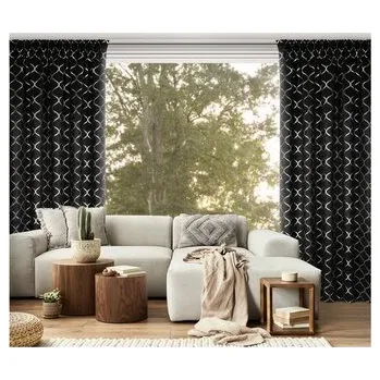 Závěs Zatemňovací vzorovaný závěs s řasící páskou ZOTTA 140x270 cm černá (cena za 1 kus) MyBestHome