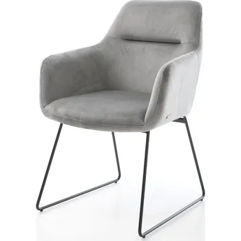 Jídelní židle DELIFE Jídelní židle Pejo-Flex samet šedá tenká podnož černá taštičkové pružiny
