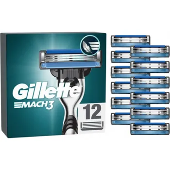 Holítko Gillette Mach 3 strojek + 11 náhradních hlavic 12-balení UK