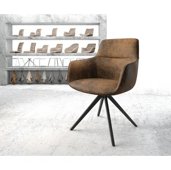 Jídelní židle DELIFE Jídelní židle Pejo-Flex hnědá vintage křížová podnož hranatá černá otočný 180°