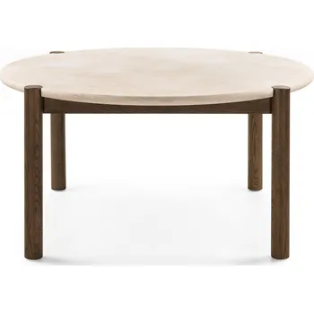 Jídelní stůl Kulatý jídelní stůl Bruna 150 cm z masivu dub mocha/krémový mramor