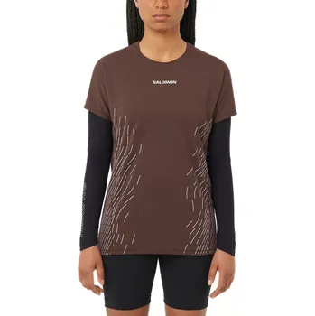 Dámské tričko Salomon Sense Aero SS Tee GFX W LC2698800 - coffee bean/cosmic sky L