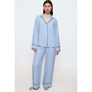 Dámské noční prádlo Propínací pyžamo Amourette Jacquard PW světle modré L