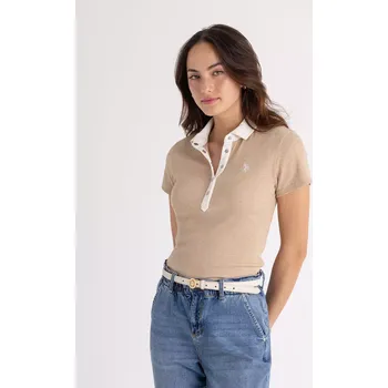 Dámské tričko U.S.Polo Assn. dámské polo tričko CONTRAST hnědé XS