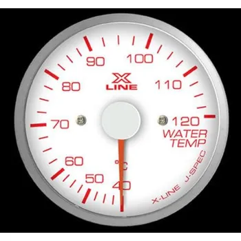 Budík Přídavný budík X-line - bílý podklad , červeně svítící teplota vody