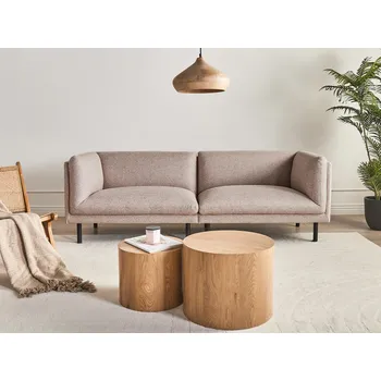 Pohovka Pohovka světle hnědá polyesterová látka 3místná kovové černé nohy nábytek do obývacího pokoje Beliani