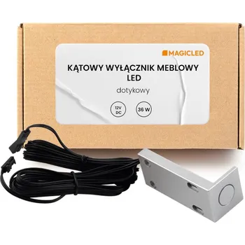 LED osvětlení Rohový dotykový vypínač LED pro nábytek, hliníkový, 36W 12V s kabely 180 cm