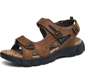 Dámské sandále Pánské kožené sandály na léto pro volný čas Barva: Hnědá, Velikost: 46
