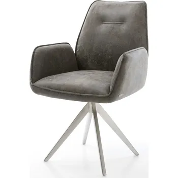 Jídelní židle DELIFE Jídelní židle Zoa-Flex mikrovlákno šedá antik křížová podnož hranatá nerezová ocel taštičkové pružiny