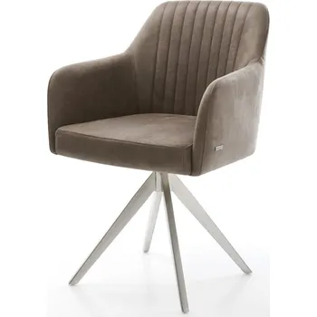 Jídelní židle DELIFE Jídelní židle Greg-Flex mikrovlákno taupe vintage křížová podnož hranatá nerezová ocel taštičkové pružiny