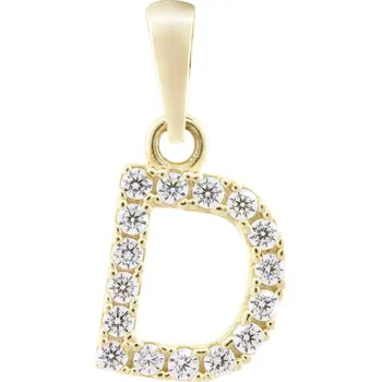 Přívěsek Přívěsek zlatý Písmeno D se zirkony Žluté zlato