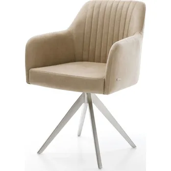 Jídelní židle DELIFE Jídelní židle Greg-Flex mikrovlákno béžová vintage křížová podnož hranatá nerezová ocel taštičkové pružiny