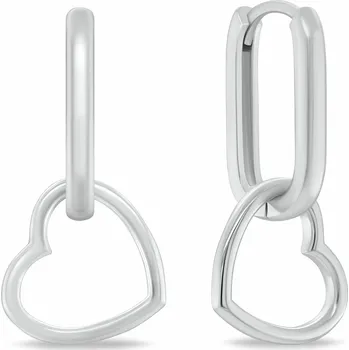 Náušnice Brilio Silver Stříbrné oválné náušnice se srdíčky 2v1 EA1188W + 2 měsíce na vrácení zboží