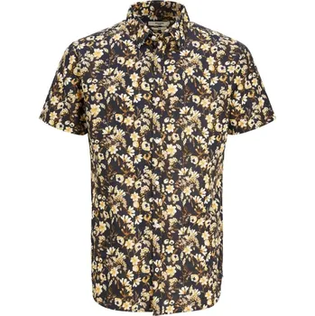 Pánská košile Jack and Jones Short-Sleeve Print Oxford Shirt Night Sky XL