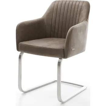 Jídelní židle DELIFE Jídelní židle Greg-Flex mikrovlákno taupe vintage jídelní židle plochý nerezová ocel taštičkové pružiny