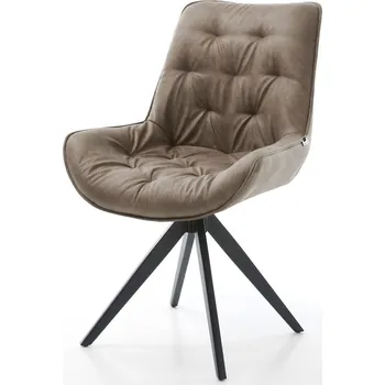 Jídelní židle DELIFE Jídelní židle Taimi-Flex mikrovlákno taupe vintage křížová podnož hranatá černá