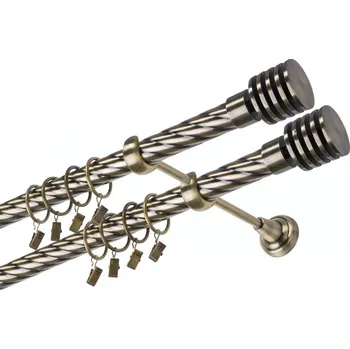 Garnýž kovová 120 cm dvouřadá - dvojitá 25/25 kroucená Talarki double Mosaz