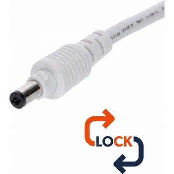 DC konektor 5.5x2.1 s kabelem, bílý, 150 cm, 22AWG, s pojistkou