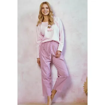 Pánské pyžamo 3434 DÁMSKÉ DLOUHÉ PYŽAMO ELISA S-XL Růžová M