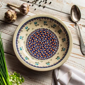 Talíř Hluboký jídelní talíř Keramika Bolesławiec 22,5 cm - dek. 892