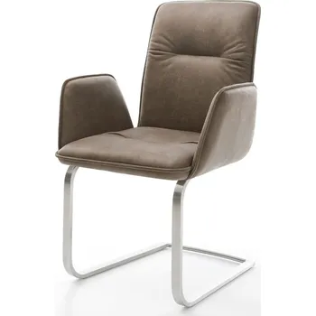 Jídelní židle DELIFE Jídelní židle Vinja-Flex mikrovlákno taupe vintage plochý jídelní židle nerezová ocel