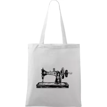 Šicí stroj - starý kreslený - Taška bavlněná - 42 x 38 cm ( Bílá )