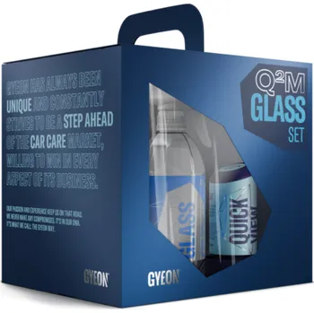Sada autokosmetiky pro čištění oken s tekutými stěrači Gyeon Q2M Glass Set - Bundle Box + Q2M WetCoat (80 ml)