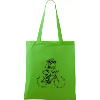 Nákupní taška Opice s brýlemi na kole - Taška bavlněná - 42 x 38 cm ( Apple Green )