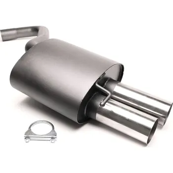 Zadní díl výfuku TA Technix sportovní výfuk - BMW 3 E90 sedan a E91 Touring 316i / 318i / 320i / 318d / 320d, 2x 76 mm rovná nerezová koncovka bez pertlu