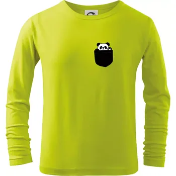 Chlapecké oblečení Panda v kapse - Triko dětské Long Sleeve - 146 cm/10 let ( Limetková )
