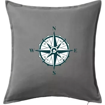 Polštář Kompas old - Polštář 50x50 - 50x50 - Pouze potah ( Tmavě šedý melír )