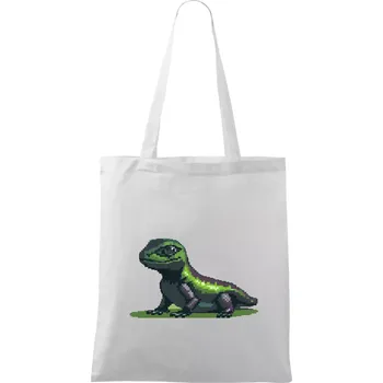 Leguán pixel - Taška bavlněná - 42 x 38 cm ( Bílá )