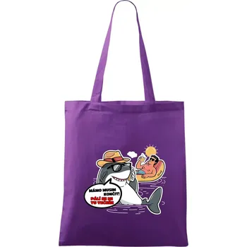 Žralok musím končit - Taška bavlněná - 42 x 38 cm ( Fialová )