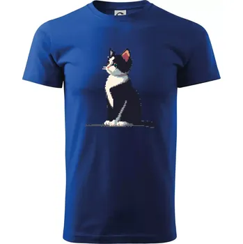 Mourovatá kočka pixel - Triko extra velké (5-8XL) - 8XL ( Královská modrá )