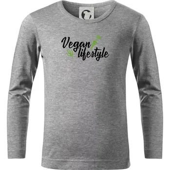 Chlapecké tričko Vegan lifestyle - Triko dětské Long Sleeve - 158 cm/12 let ( Tmavě šedý melír )