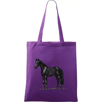 Černý kůň pixel - Taška bavlněná - 42 x 38 cm ( Fialová )
