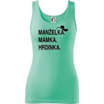 Dámské tričko Manželka mamka hrdinka - Dámské tílko - 2XL ( Mátová )
