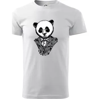 Pánské tričko Panda gentleman - Triko extra velké (5-8XL) - 7XL ( Bílá )