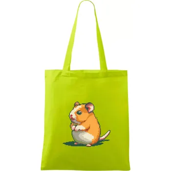 Křeček pixel - Taška bavlněná - 42 x 38 cm ( Limetková )