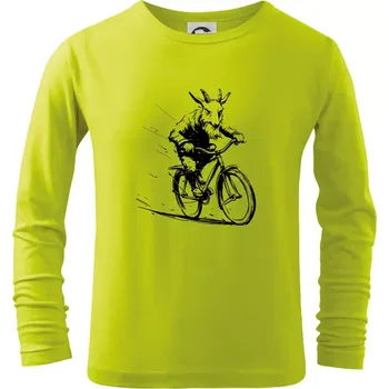 Dětská móda Drsný kozel na kole - Triko dětské Long Sleeve - 134 cm/8 let ( Limetková )