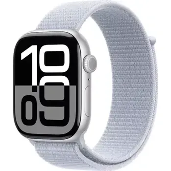 Chytré hodinky Apple Watch Series 10 GPS+Cellular 46mm Stříbrné hliníkové tělo - Oblačně modrý provlékací řemínek (MWY23QC/A)
